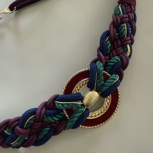 Vintage Braided Multicolor Belt with Gold Accent